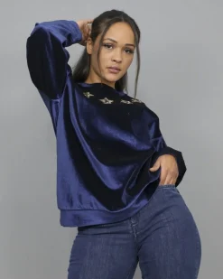 La Piscine Paris Sweat-shirt en velours orné d'étoiles à sequins L'Edition*Femme Sweats