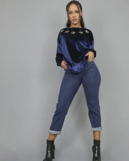 La Piscine Paris Sweat-shirt en velours orné d'étoiles à sequins L'Edition*Femme Sweats