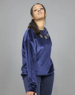 La Piscine Paris Sweat-shirt en velours orné d'étoiles à sequins L'Edition*Femme Sweats