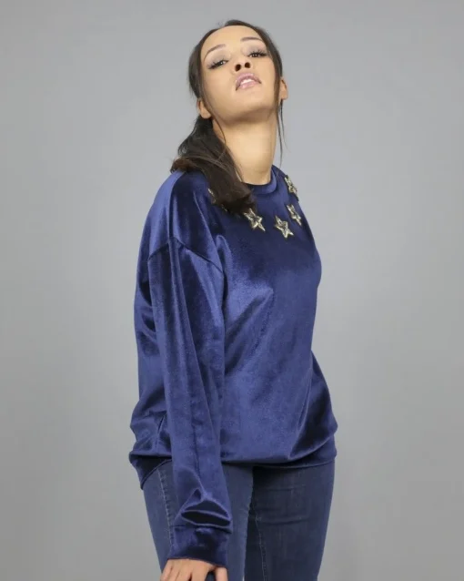 La Piscine Paris Sweat-shirt en velours orné d'étoiles à sequins L'Edition*Femme Sweats