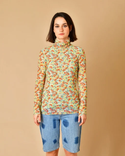La Piscine Paris Top à col montant à imprimé fleuri Ganni*Femme Tops