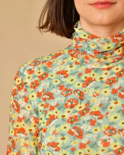 La Piscine Paris Top à col montant à imprimé fleuri Ganni*Femme Tops