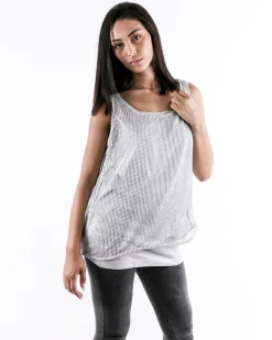 La Piscine Paris Top 2 en 1 effet cotte de maille argenté Jijil*Femme Tops