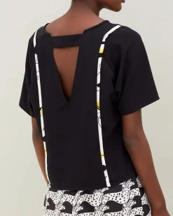 La Piscine Paris Top avec passepoil en soie imprimée Chacok*Femme Tops
