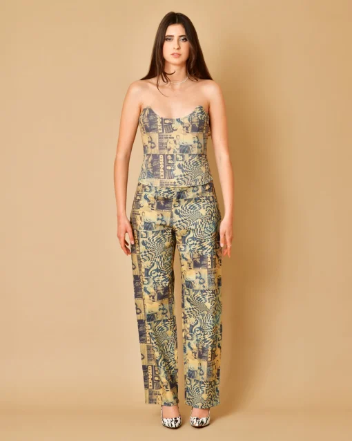 La Piscine Paris Top corset à imprimé graphique Miaou*Femme Tops