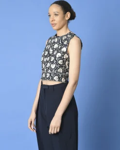 La Piscine Paris Top court en brocade Ter Et Bantine*Femme Tops