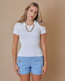 La Piscine Paris Top côtelé avec collier en chaîne dorée Edward Achour*Femme Tops
