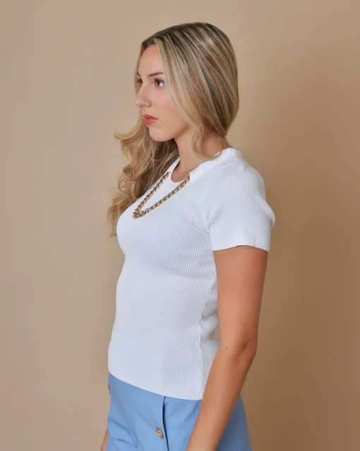 La Piscine Paris Top côtelé avec collier en chaîne dorée Edward Achour*Femme Tops
