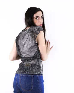 La Piscine Paris Top en lurex lamé argent plissé Pomandère*Femme Tops
