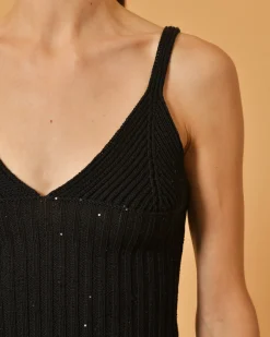La Piscine Paris Top en maille raccourci à mini paillettes Lorena Antoniazzi*Femme Tops