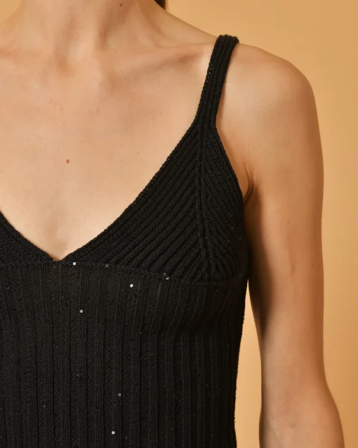 La Piscine Paris Top en maille raccourci à mini paillettes Lorena Antoniazzi*Femme Tops