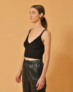 La Piscine Paris Top en maille raccourci à mini paillettes Lorena Antoniazzi*Femme Tops