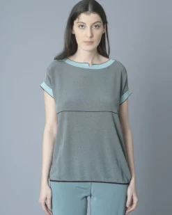 La Piscine Paris Top en maille stretch turquoise She's So*Femme Tops