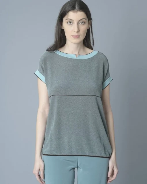 La Piscine Paris Top en maille stretch turquoise She's So*Femme Tops