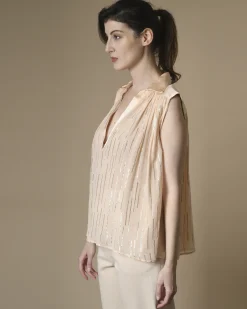 La Piscine Paris Top en mélange de soie à fronces Space Simona Corsellini*Femme Chemisiers & Blouses