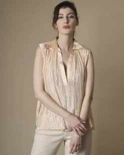 La Piscine Paris Top en mélange de soie à fronces Space Simona Corsellini*Femme Chemisiers & Blouses
