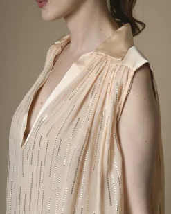 La Piscine Paris Top en mélange de soie à fronces Space Simona Corsellini*Femme Chemisiers & Blouses