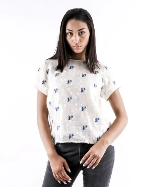 La Piscine Paris Top en mousseline brodé à sequins SVNTY*Femme Tops