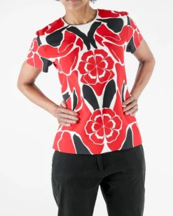 La Piscine Paris Top en soie à imprimé fantaisie rouge Alexander Mcqueen*Femme Tops