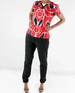 La Piscine Paris Top en soie à imprimé fantaisie rouge Alexander Mcqueen*Femme Tops