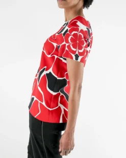 La Piscine Paris Top en soie à imprimé fantaisie rouge Alexander Mcqueen*Femme Tops