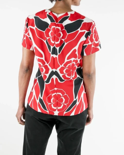 La Piscine Paris Top en soie à imprimé fantaisie rouge Alexander Mcqueen*Femme Tops