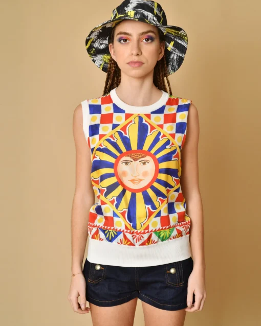 La Piscine Paris Top en soie imprimé Dolce & Gabbana*Femme Tops