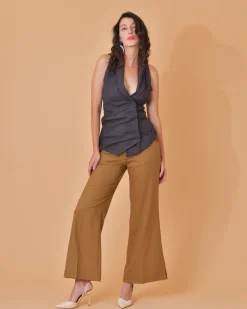 La Piscine Paris Top gilet en lin, laine vierge et viscose mélangés Malloni*Femme Tops