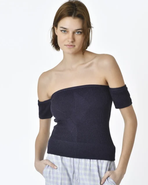 La Piscine Paris Top maille col bardot épaules dénudées Anteprima*Femme Tops