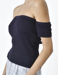 La Piscine Paris Top maille col bardot épaules dénudées Anteprima*Femme Tops