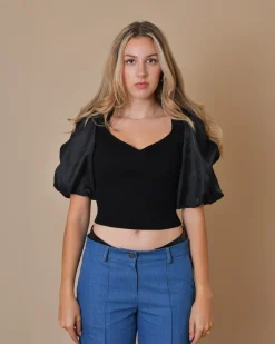 La Piscine Paris Top raccourci à manches bouffantes Edward Achour*Femme Tops