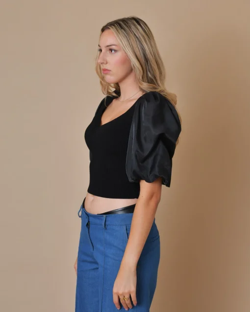 La Piscine Paris Top raccourci à manches bouffantes Edward Achour*Femme Tops