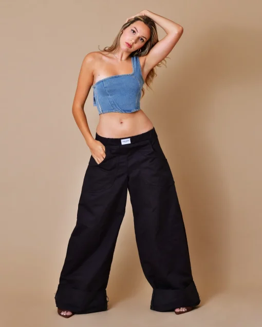 La Piscine Paris Top raccourci en jean asymétrique Ottolinger*Femme Tops