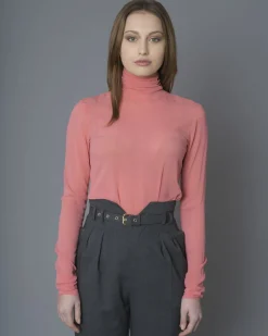 La Piscine Paris Top à col montant en tulle stretch Nude*Femme Tops