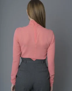 La Piscine Paris Top à col montant en tulle stretch Nude*Femme Tops