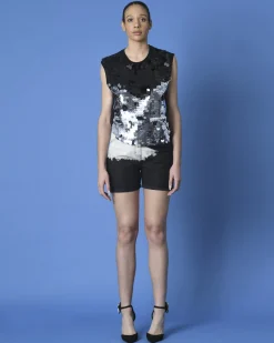 La Piscine Paris Top sans manches à paillettes Nude*Femme Tops