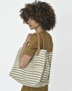 La Piscine Paris Tote bag fines rayures camel Narciso Rodriguez*Femme Sacs