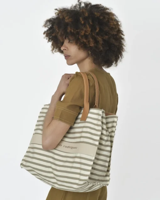 La Piscine Paris Tote bag fines rayures camel Narciso Rodriguez*Femme Sacs