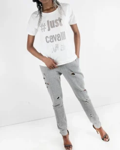La Piscine Paris T-shirt à logo ajouré et perlé Just Cavalli*Femme T-Shirts