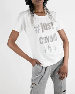 La Piscine Paris T-shirt à logo ajouré et perlé Just Cavalli*Femme T-Shirts