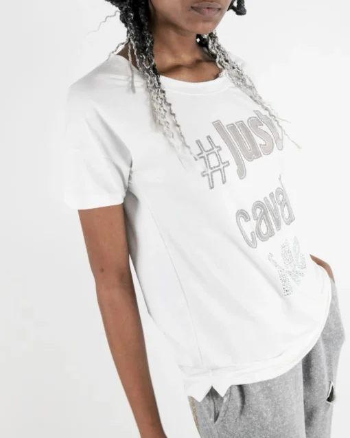 La Piscine Paris T-shirt à logo ajouré et perlé Just Cavalli*Femme T-Shirts