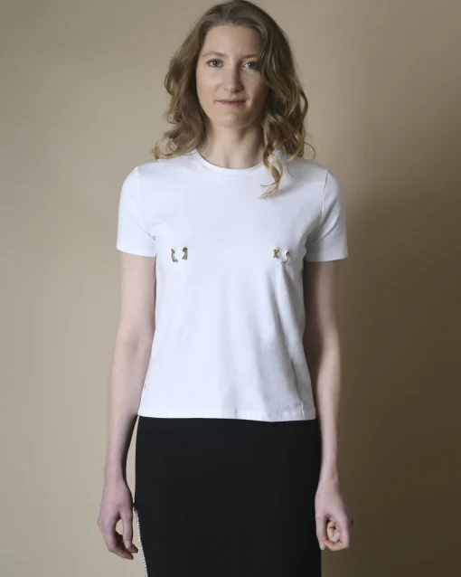 La Piscine Paris T-shirt en coton à ornement Elisabetta Franchi*Femme T-Shirts