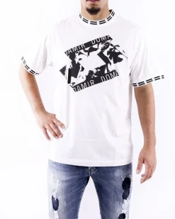 La Piscine Paris T-Shirt en coton à col rond à galon griffé et à logo Damir Doma*Homme T-Shirts