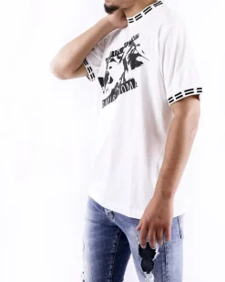 La Piscine Paris T-Shirt en coton à col rond à galon griffé et à logo Damir Doma*Homme T-Shirts