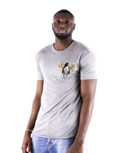 La Piscine Paris T-shirt en coton chiné à broderie fantaisie L'Edition*Homme T-Shirts