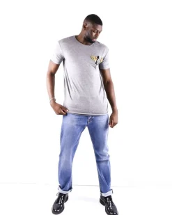 La Piscine Paris T-shirt en coton chiné à broderie fantaisie L'Edition*Homme T-Shirts