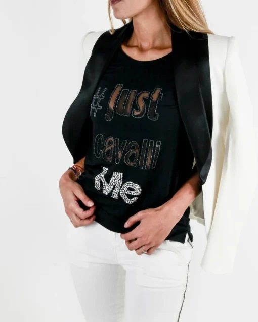 La Piscine Paris T-shirt à logo ajouré et perlé Just Cavalli*Femme T-Shirts