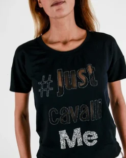 La Piscine Paris T-shirt à logo ajouré et perlé Just Cavalli*Femme T-Shirts