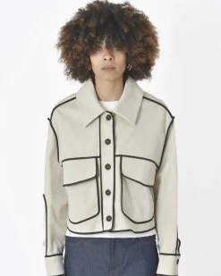 La Piscine Paris Veste bord noir T_Coat*Femme Blousons & Vestes