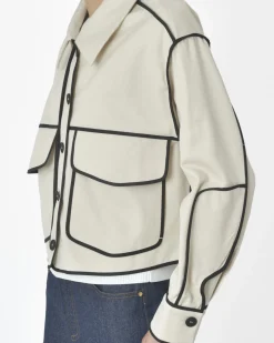 La Piscine Paris Veste bord noir T_Coat*Femme Blousons & Vestes